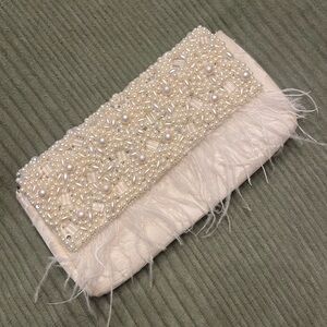 Bridal  Cream LaceBeaded Clutch